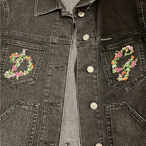 Dolce & Gabbana Women's Embroidered Logo Black Denim Jean Jacket Size XS - Picture 2 of 9